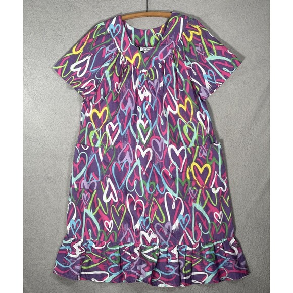 Anthony Richard’s Women’s 1X Muumuu Hearts AOP Ruffle Hem Patio Dress Lounge - Picture 1 of 11